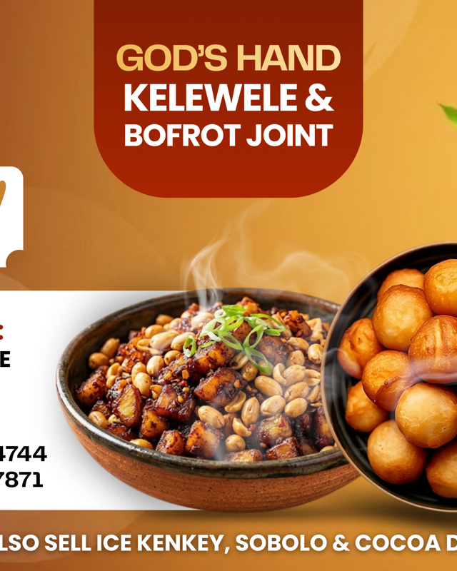 God's Hand Kelewele & Boflot Joint — Brand Flyer design for God's Hand Kelewele & Boflot Joint